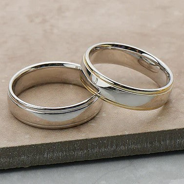 Custom-designed wedding band set featuring unique designs and premium craftsmanship.