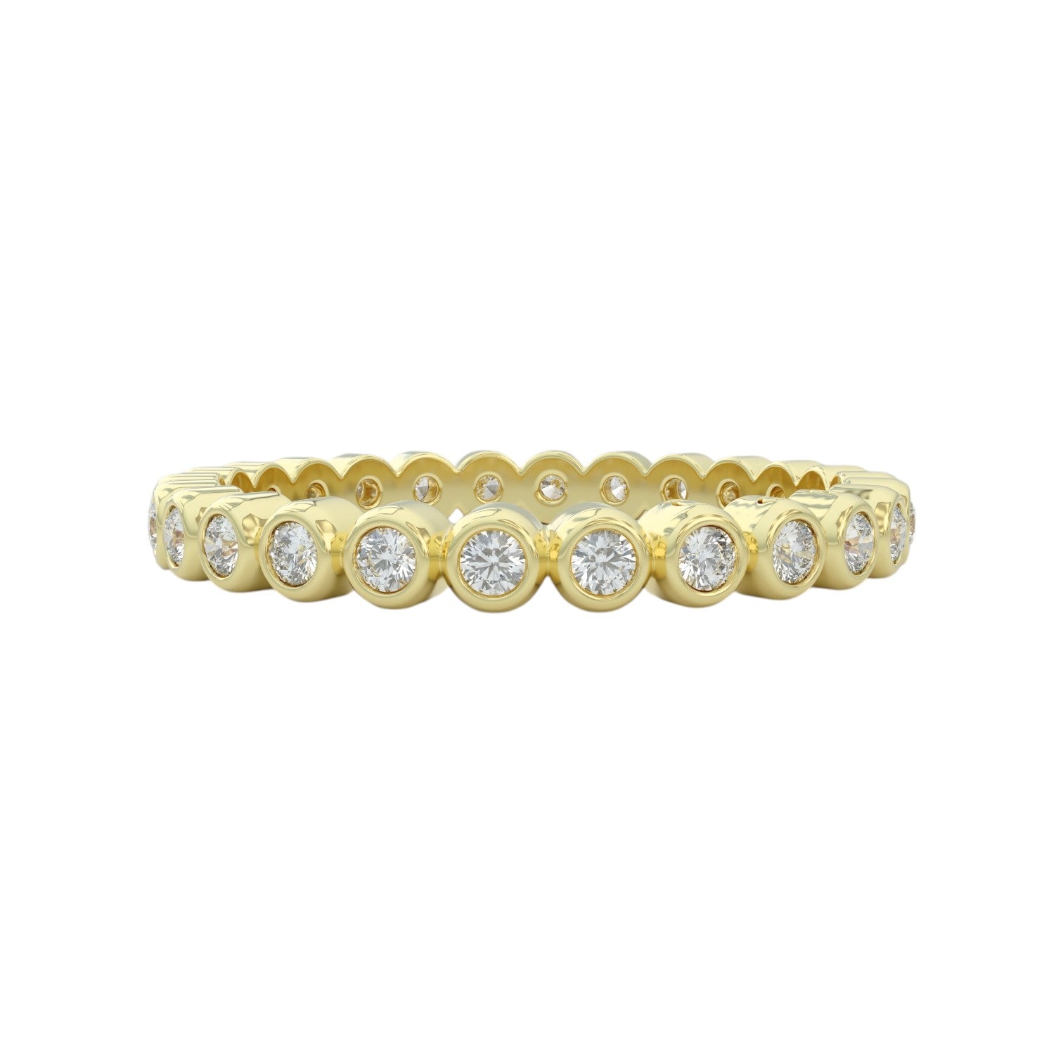 1.5mm bezel-set diamond eternity wedding band in 14K yellow gold