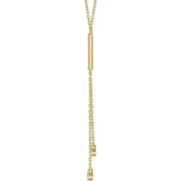 14K Gold Diamond Y Necklace – 1/10 Carat Lariat Pendant - 2