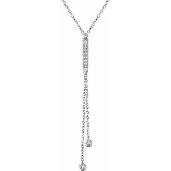 14K Gold Diamond Y Necklace – 1/10 Carat Lariat Pendant - 4