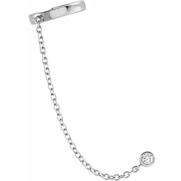 Diamond Ear Cuff with Chain – Single - 2