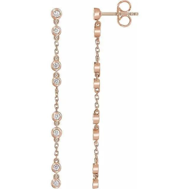 Rose gold diamond drop earrings with timeless design