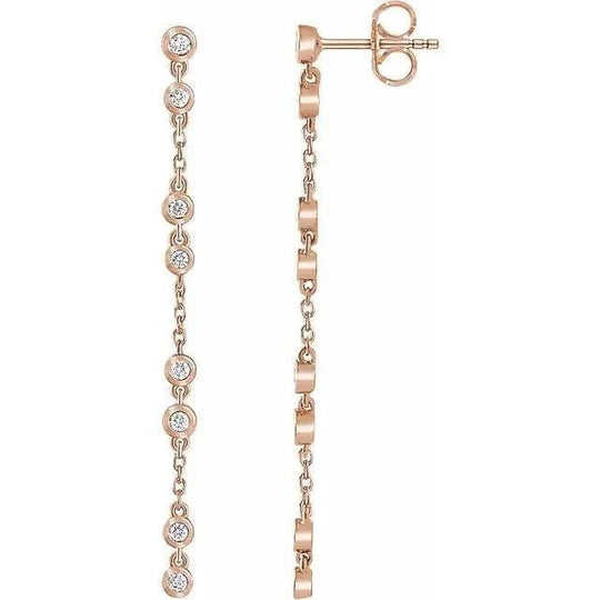 Rose gold diamond drop earrings with timeless design