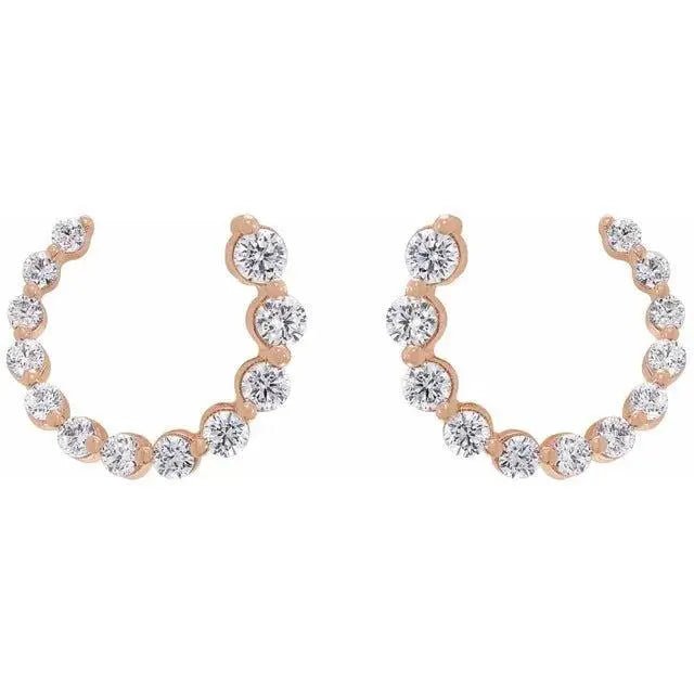 Luxury 14K gold circle earrings with natural diamonds