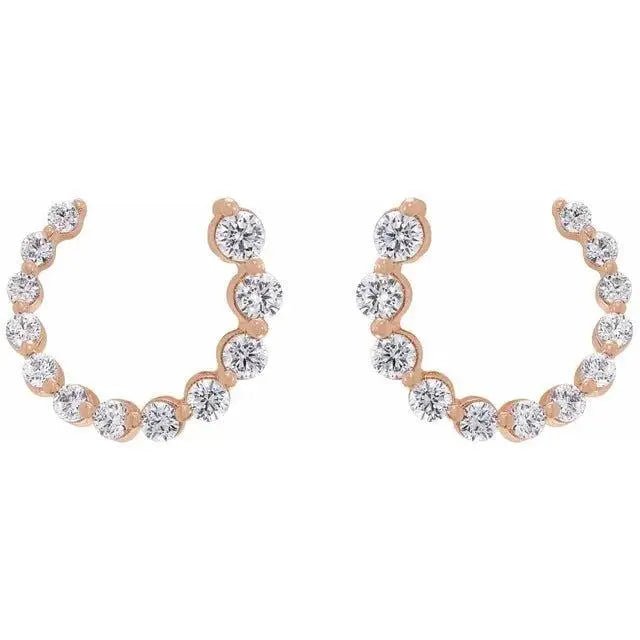 Luxury 14K gold circle earrings with natural diamonds