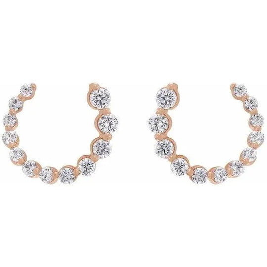 Luxury 14K gold circle earrings with natural diamonds