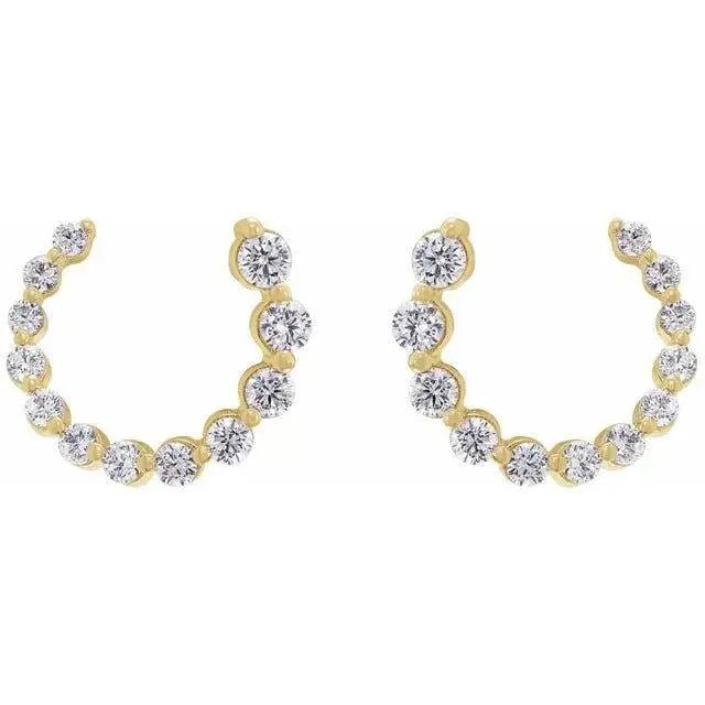 14K gold diamond circle earrings with elegant hoop design