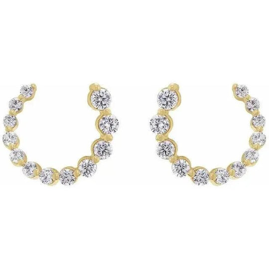 14K gold diamond circle earrings with elegant hoop design