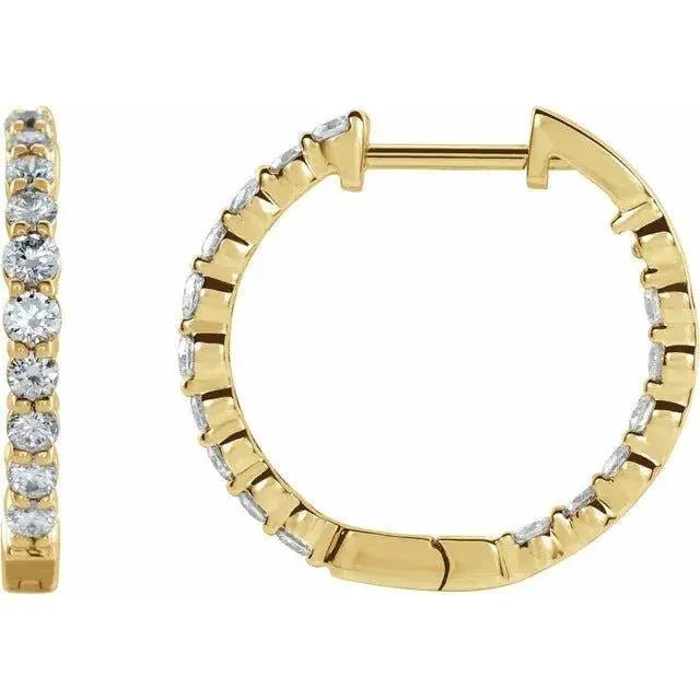 Yellow gold diamond hoop earrings with timeless design