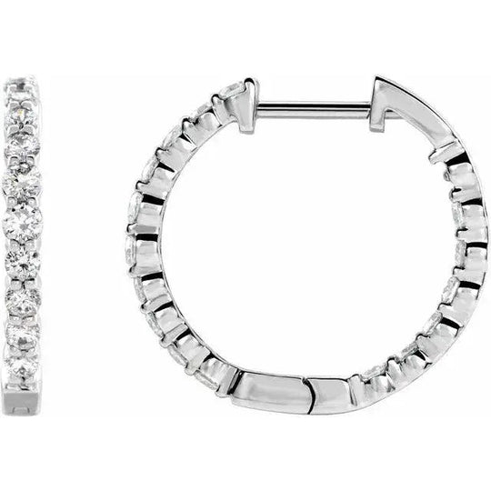 White gold diamond eternity hoop earrings for formal elegance