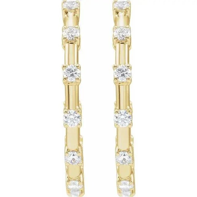 Elegant rose gold diamond hoop earrings for women