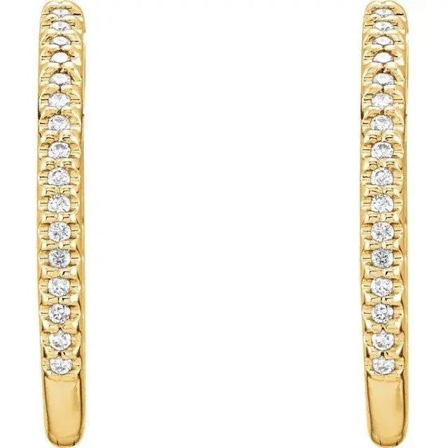 Yellow gold diamond hoop earrings for women