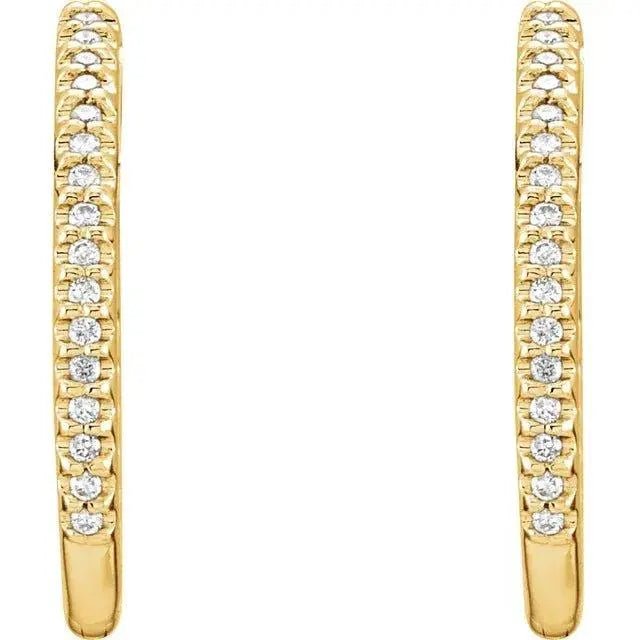 Yellow gold diamond hoop earrings for women