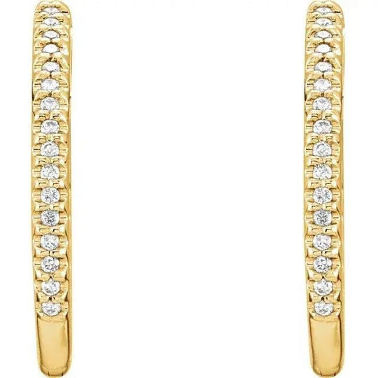 Yellow gold diamond hoop earrings for women