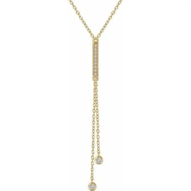 14K gold diamond Y necklace with 1/10 carat lariat pendant