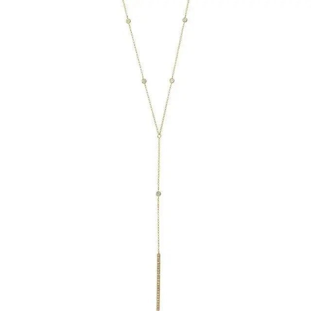 14K gold diamond Y necklace with 1/3 carat lariat pendant