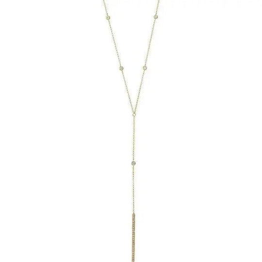 14K gold diamond Y necklace with 1/3 carat lariat pendant