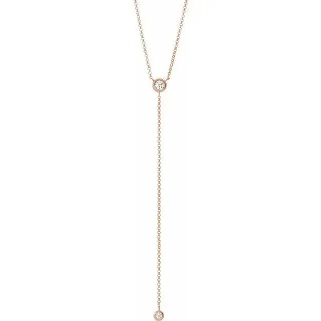 Elegant lariat necklace in 14K gold with 1/5 carat diamond