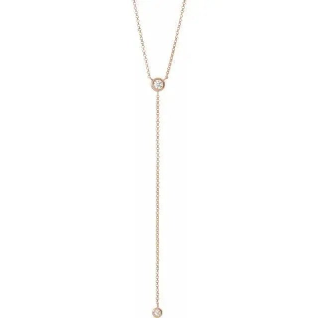 Elegant lariat necklace in 14K gold with 1/5 carat diamond