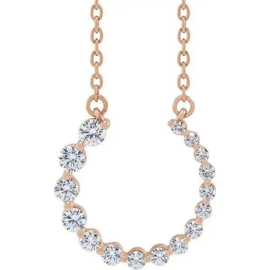 Close-up of graduated diamond pendant necklace for women