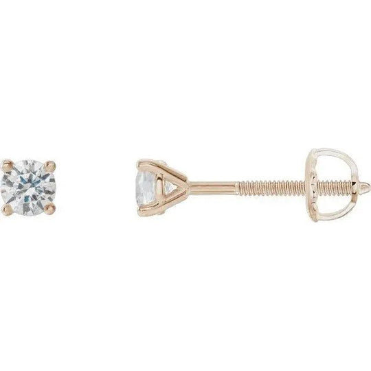 Elegant diamond solitaire stud earrings in martini setting