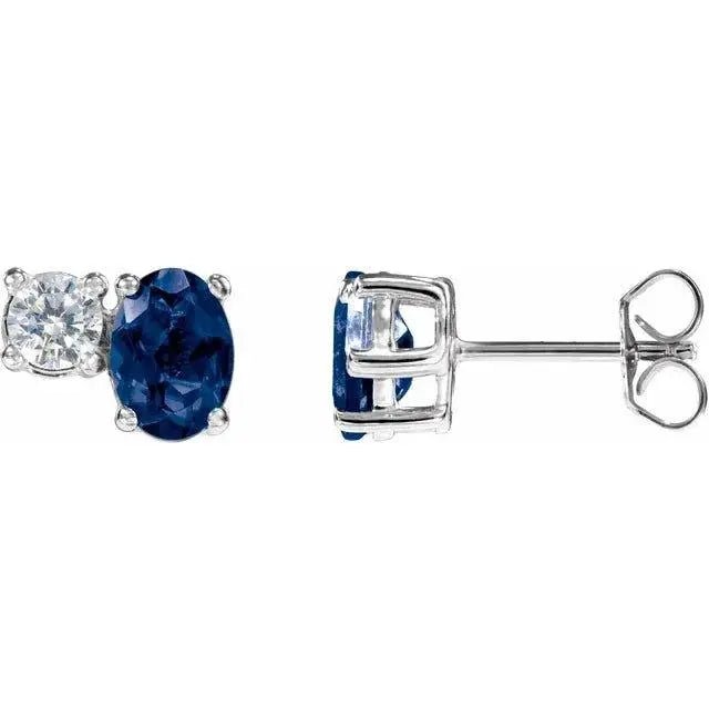 Luxury 14K gold sapphire earrings with sparkling diamonds