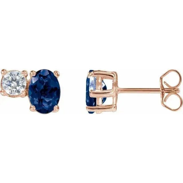 Oval Sapphire Earrings Adorned with Diamonds 1/2ct T.W. Jimmy Leon Fine Jewelry