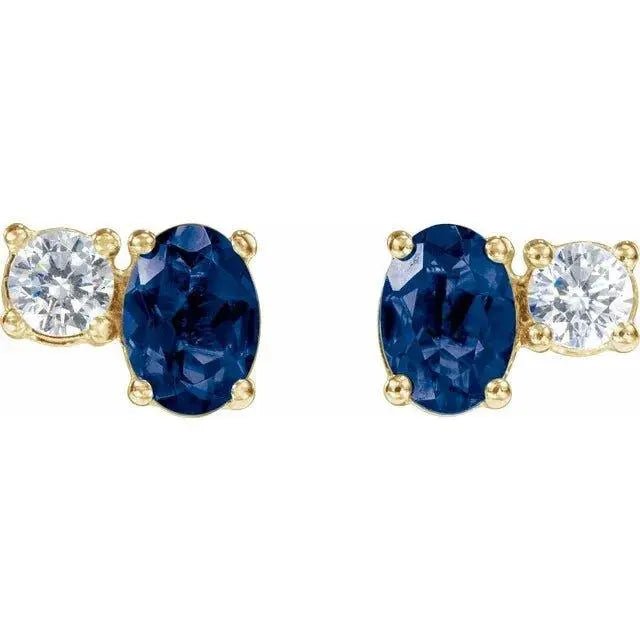 Oval sapphire and diamond earrings in 14K gold for formal occasions