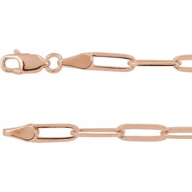 Minimalist rose gold paperclip bracelet featuring sleek links