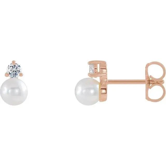 Elegant rose gold pearl and diamond earrings for formal wear