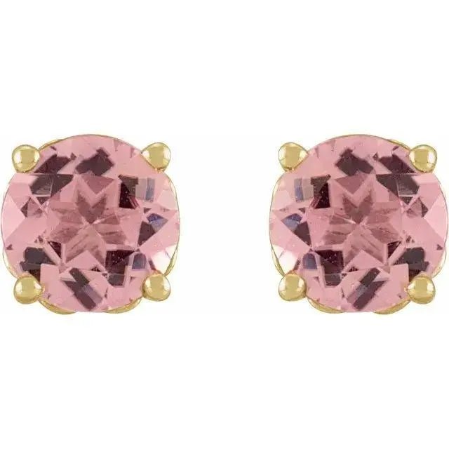 Close-up of white gold pink tourmaline earrings for women