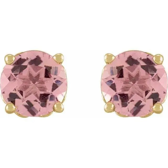 Close-up of white gold pink tourmaline earrings for women