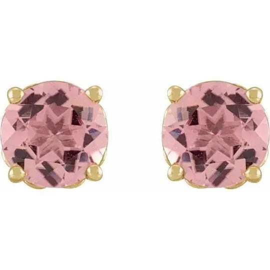 Close-up of white gold pink tourmaline earrings for women