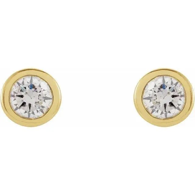 Elegant bezel-set diamond earrings in 14K gold for women