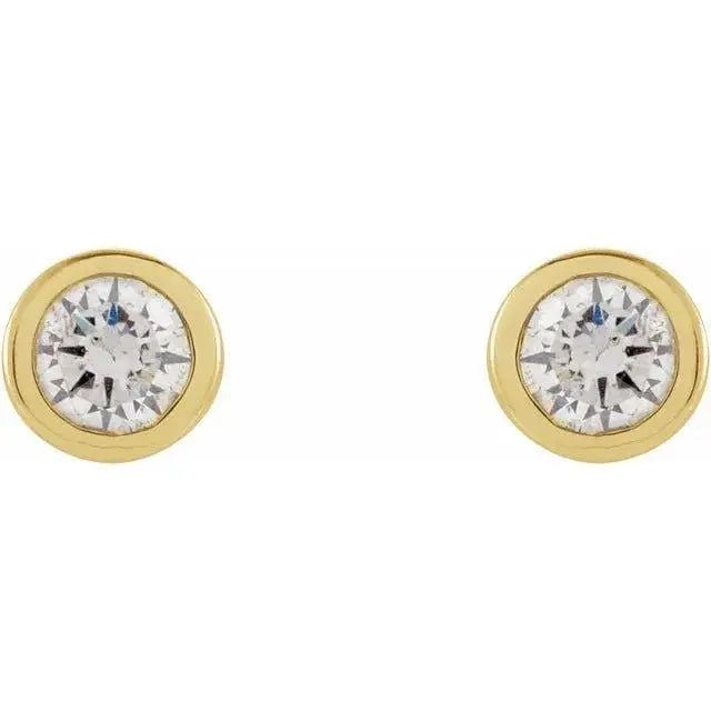 Elegant bezel-set diamond earrings in 14K gold for women