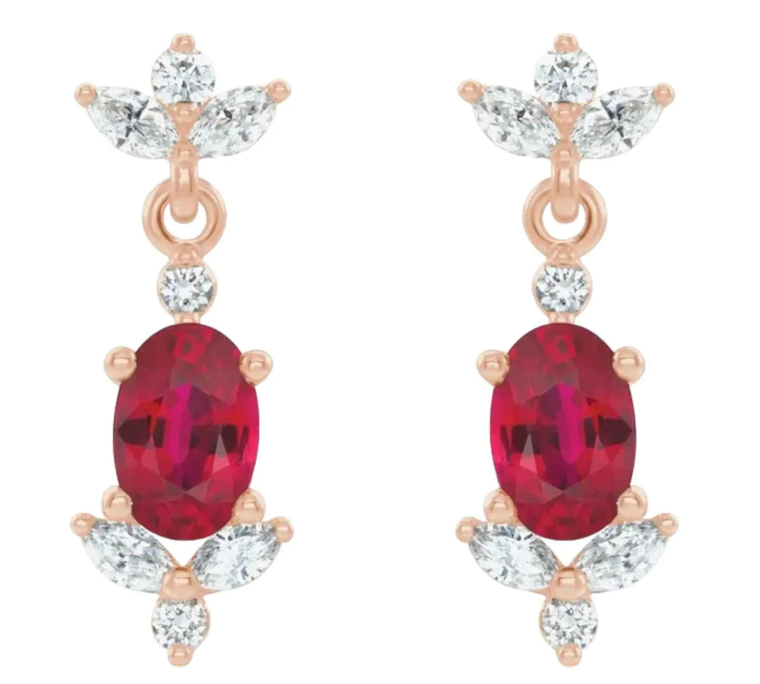 Vibrant ruby earrings adorned with sparkling natural diamonds