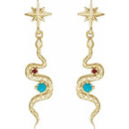Yellow gold snake earrings featuring detailed craftsmanship