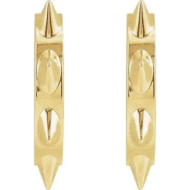 14K solid gold spike studs handcrafted in NYC