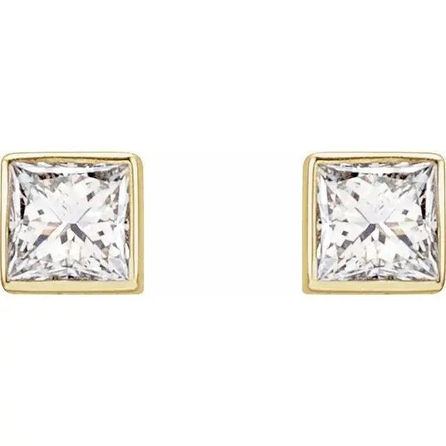 Elegant bezel-set diamond earrings in 14K gold for women