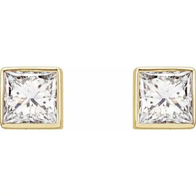 Elegant bezel-set diamond earrings in 14K gold for women