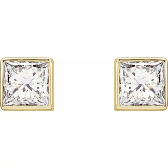 Elegant bezel-set diamond earrings in 14K gold for women