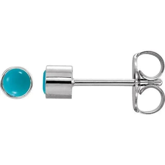 Elegant turquoise stud earrings in 14K gold bezel setting