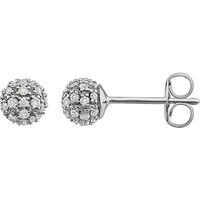 14K white gold disco ball earrings with mirror-like shine