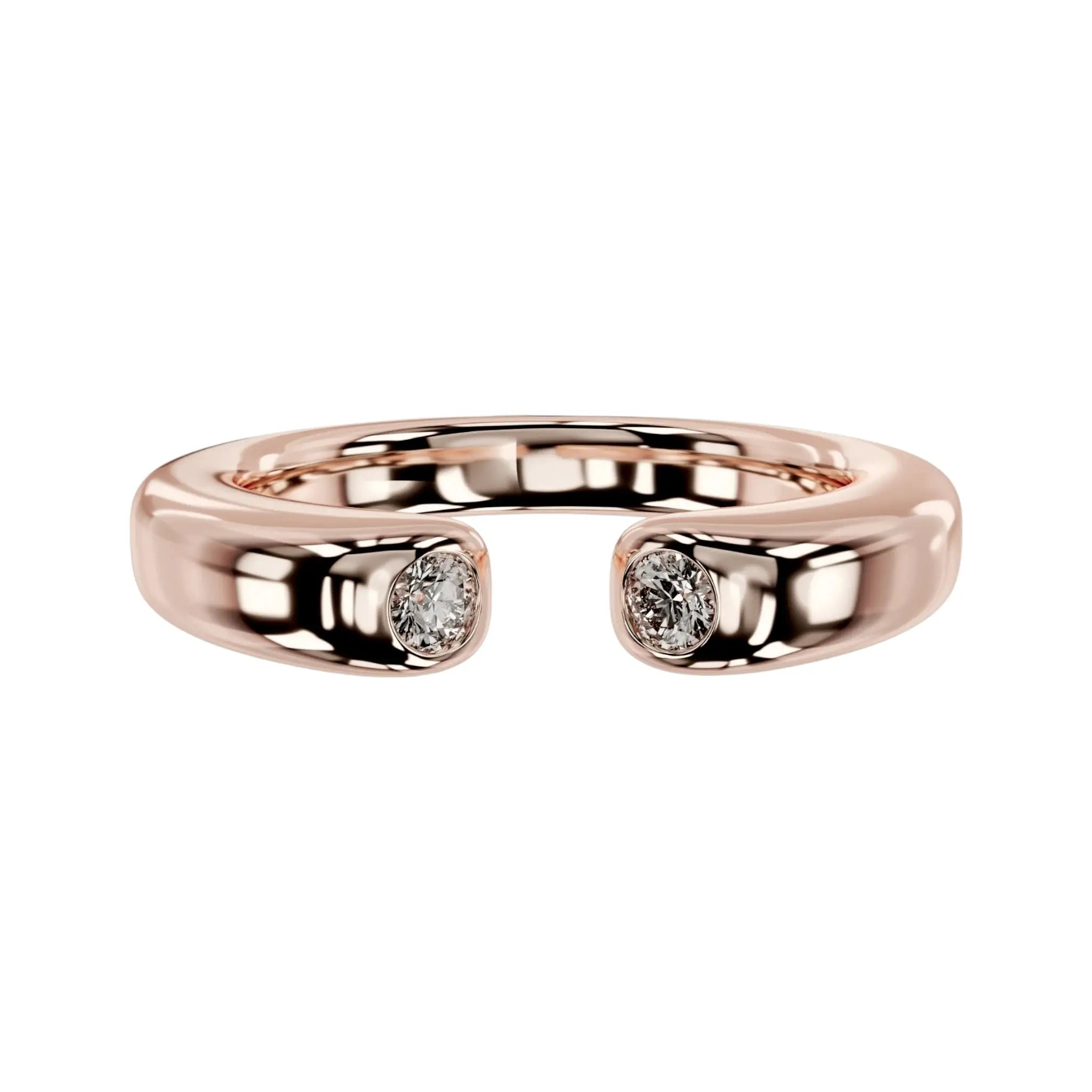 Close-up of VS diamonds on Astra rose gold open ring by Dimitrios Creations