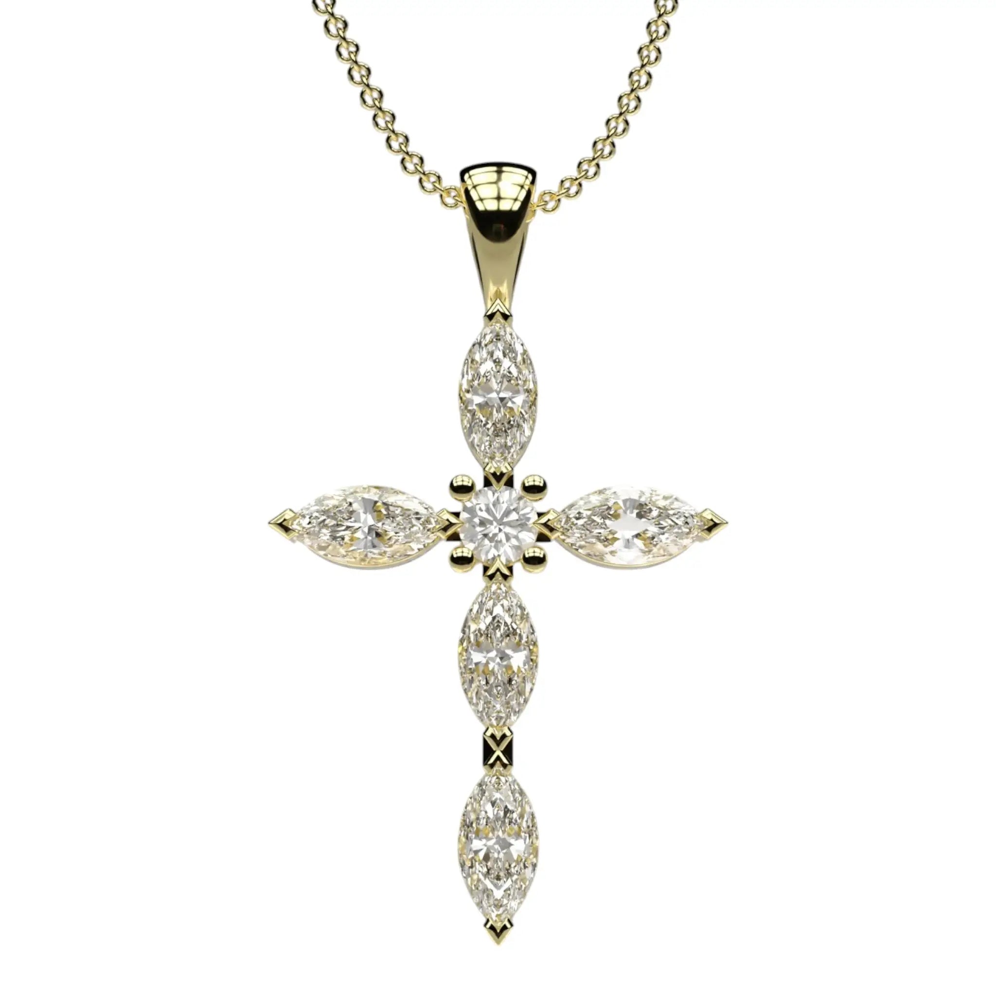 14K yellow gold Asteri diamond cross necklace by Dimitrios Creations