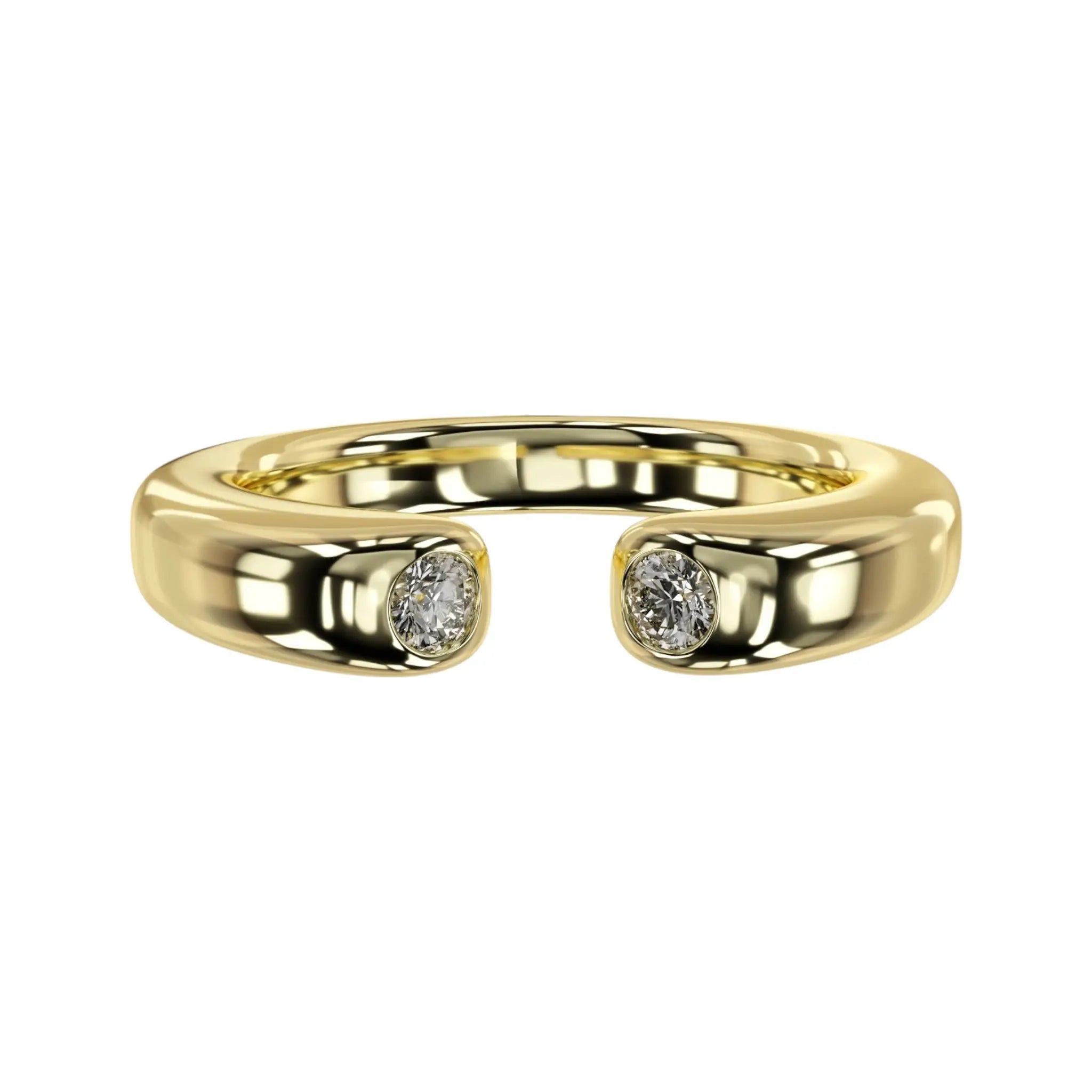 Astra diamond open ring in polished gold with VS clarity diamonds by Dimitrios Creations