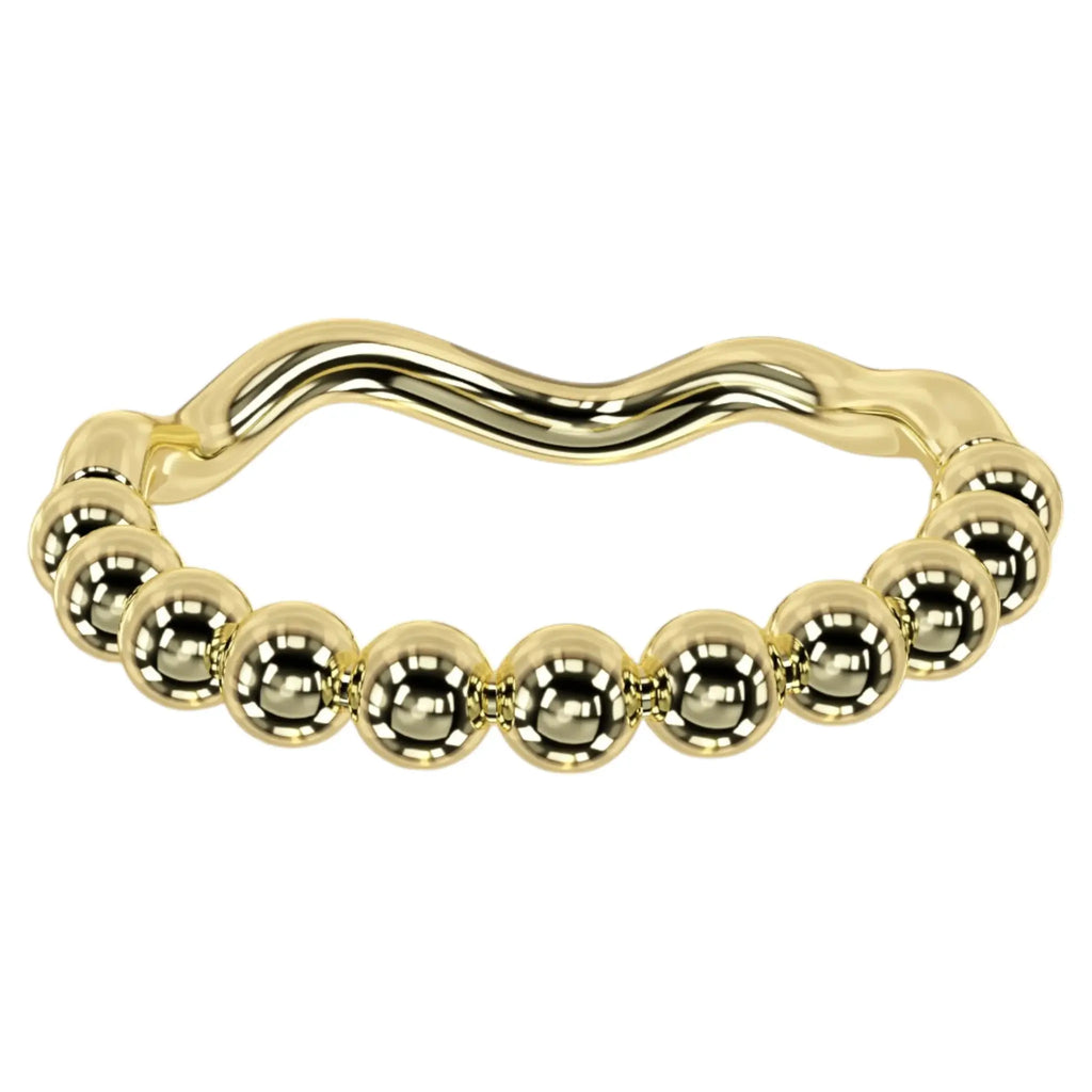 14K gold beaded stackable ring designed by Dimitrios Creations
