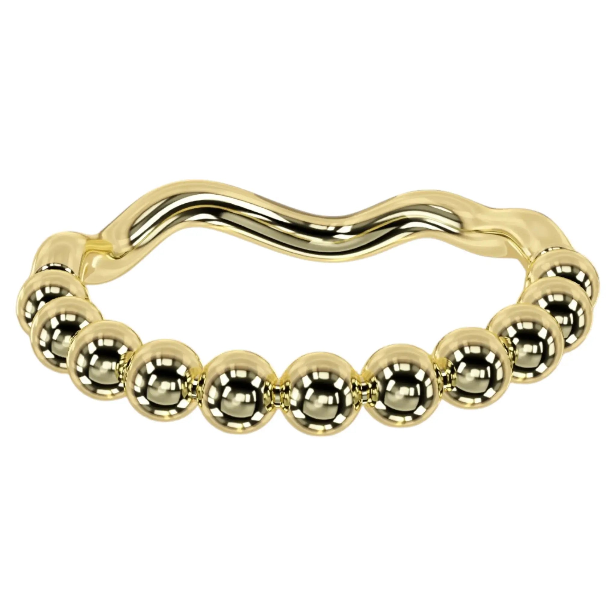 14K gold beaded stackable ring designed by Dimitrios Creations