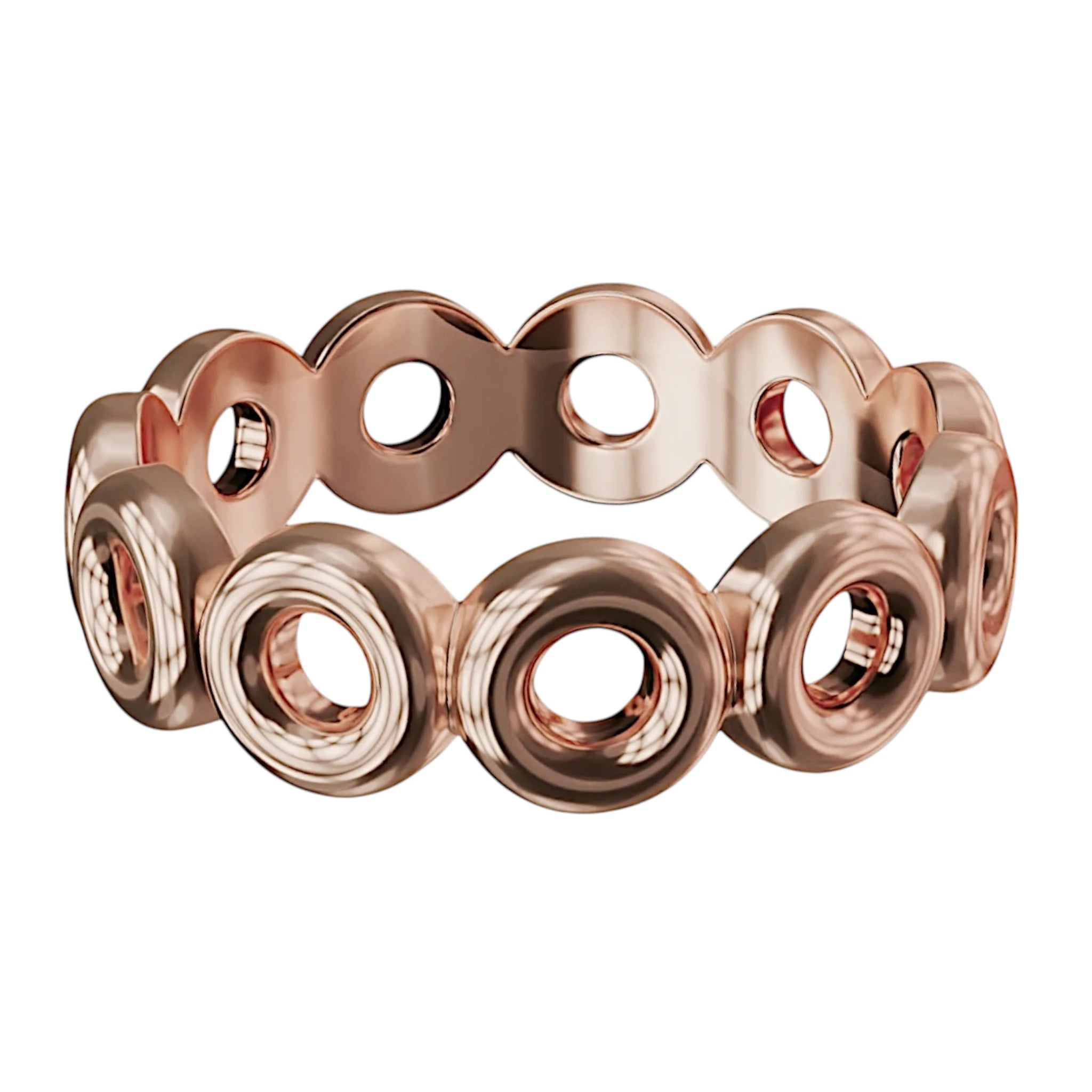 14K rose gold Kyklos lightweight wedding ring side view by Dimitrios Creations