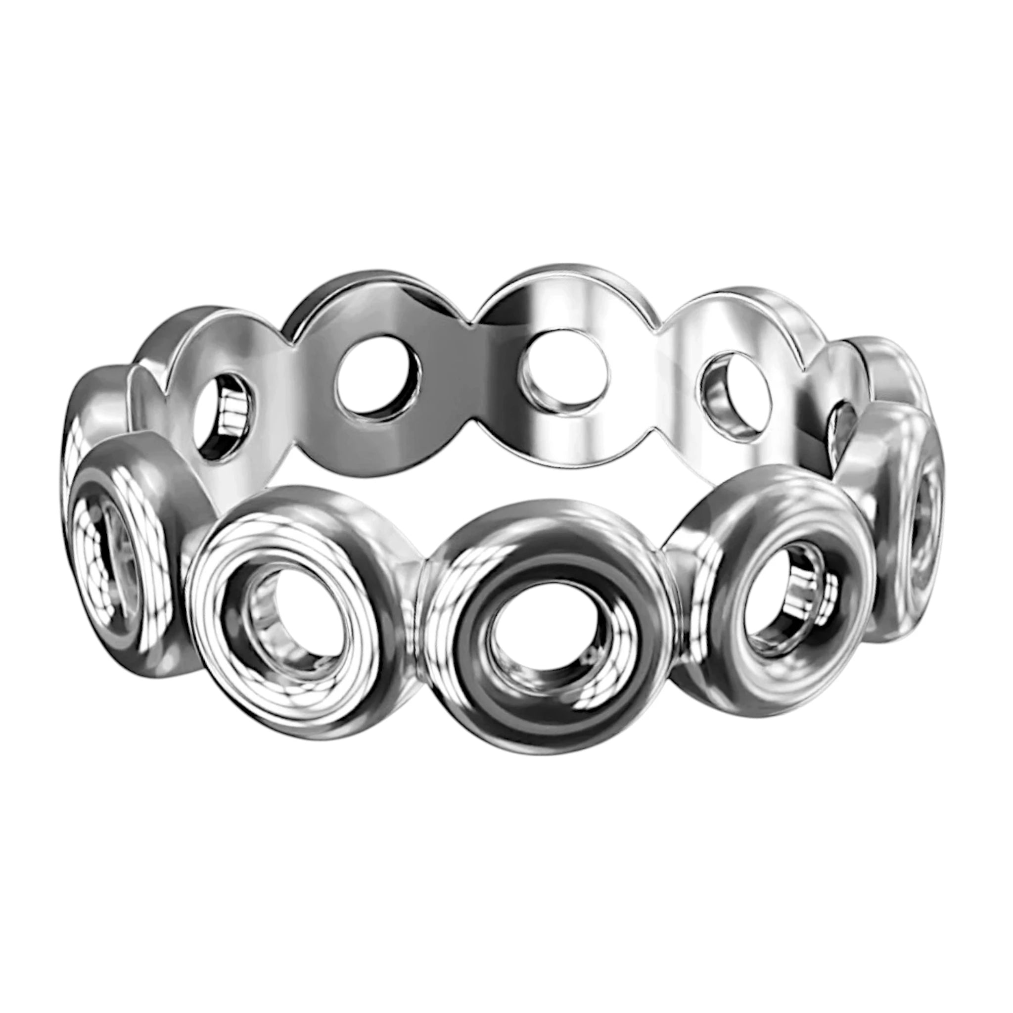 14K white gold Kyklos comfort-fit circle band by Dimitrios Creations
